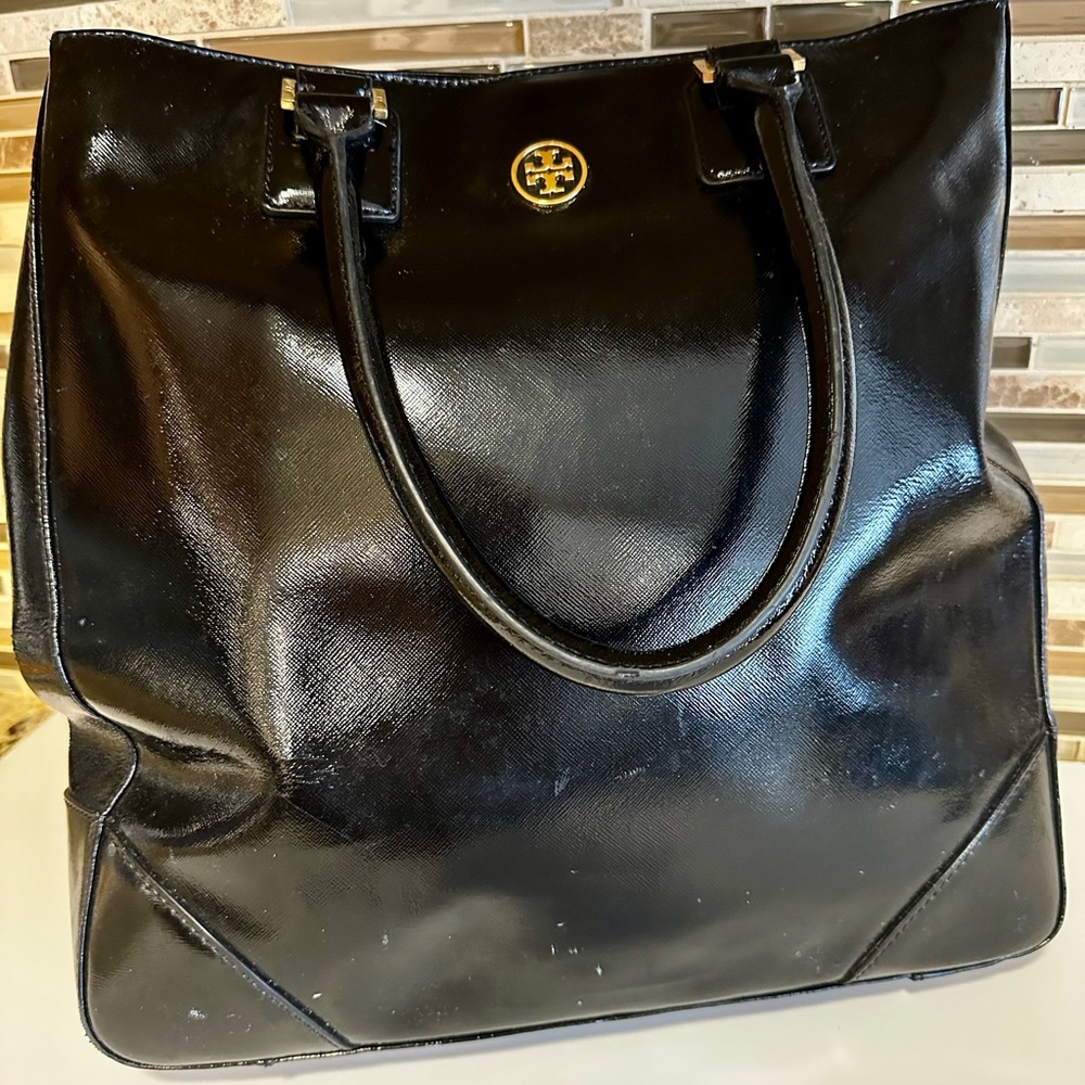 Tory Burch Black Leather Tote Bag